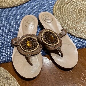 Jack Rogers Tan and Brown Beaded Sandals